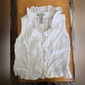 Linen White Ruffled Blouse - Made in Germany